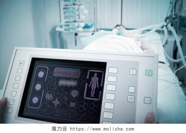 病房内病人身上的电子医疗设备